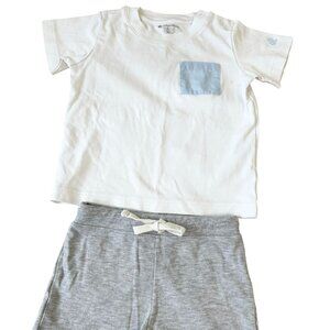 Babycottons Toddler Boys Shirt & Shorts Set Size 24 Months White/Gray Pre-owned